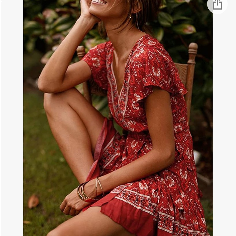 ZESICA  Bohemian wrap dress, S